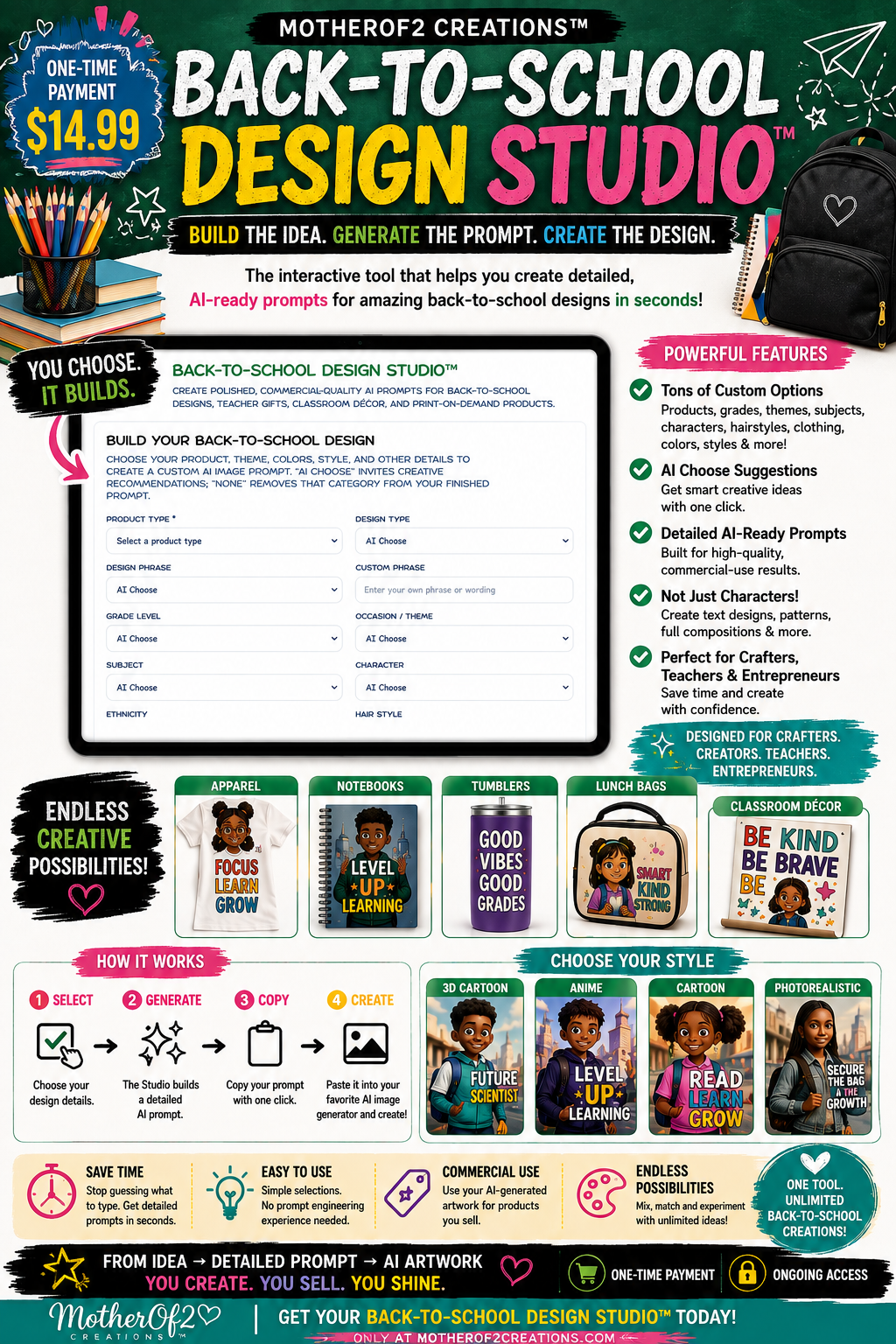BACK TO SCHOOL DESIGN STUDIO PROMPT GENERATOR