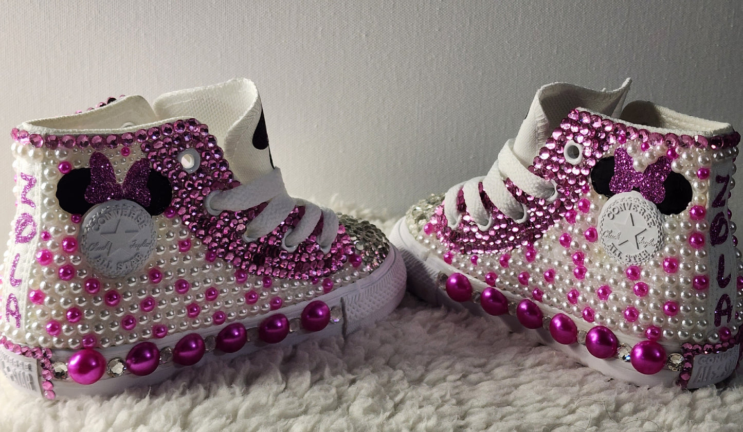 Little Girls Mouse Bling Sneakers