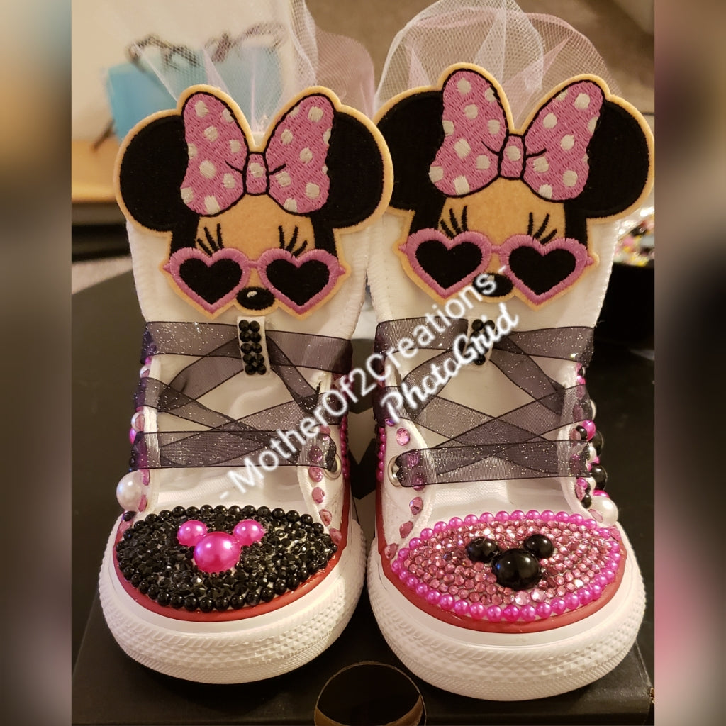 Little Girls Mouse Bling Sneakers