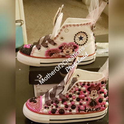 Little Girls Mouse Bling Sneakers